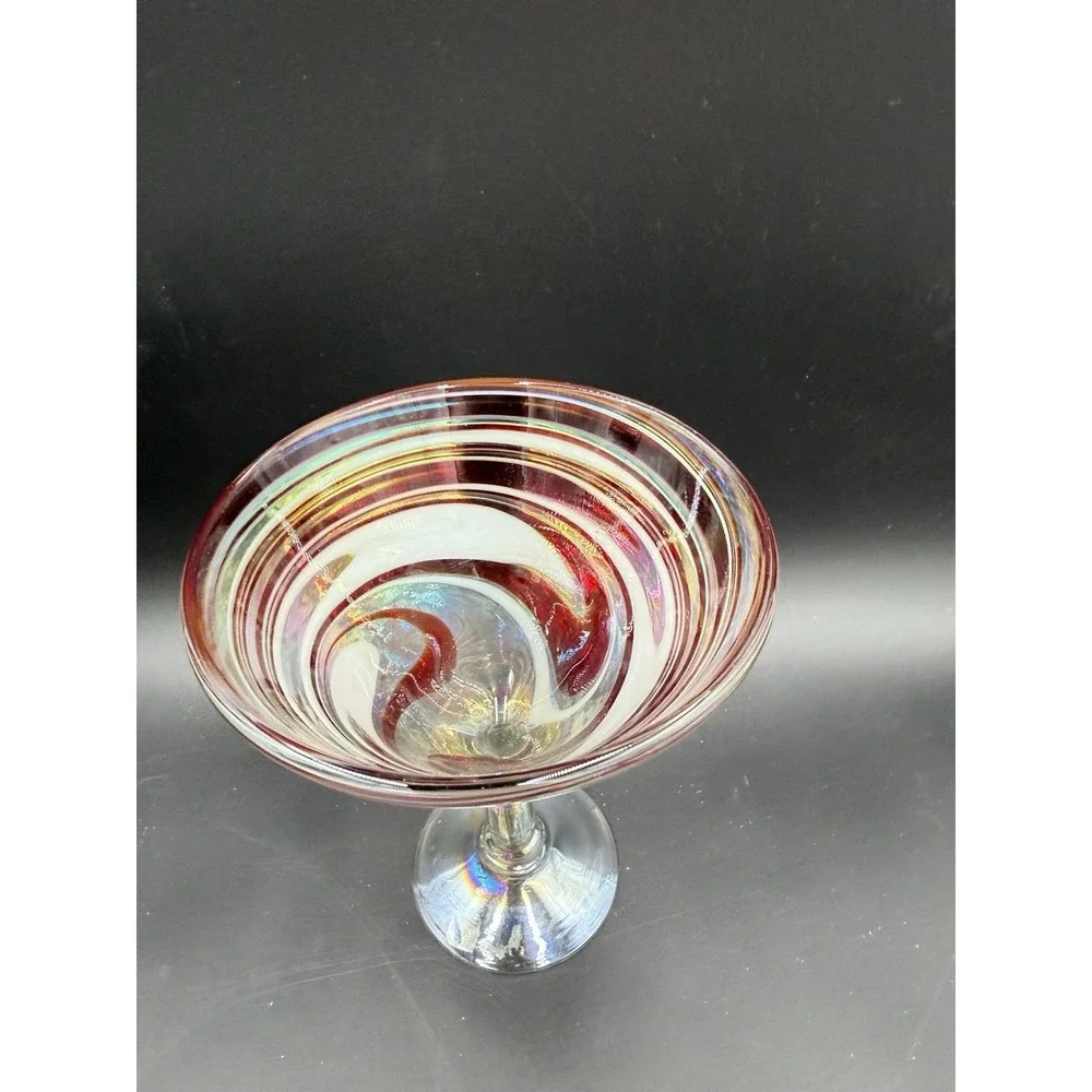 Hand Blown Pink White Orange Swirl Mexican Martini Glass – Recycled Art Glass